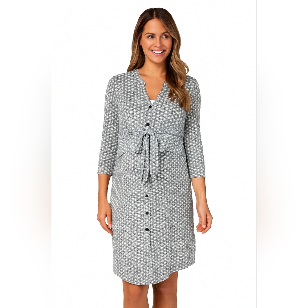 Ripe Maternity Dress Black & White Geometric Pattern Back Tie Size XS